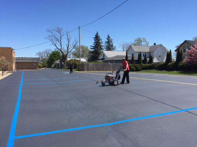 Striping Parking Lot Spaces parking lot striping handicapped spaces blacktop ludington michigan